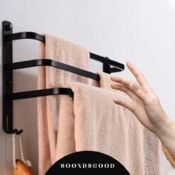 Merkloos Soondsgood Luxe 3 Laags Handdoekrek - Zelfklevend Of Boren - Zwart - Eenvoudige Installatie - Badkamer - Handdoekenrek - Handdoekhouder - 30x14x25cm -Badkamer Kast Winkel 1200x1200 2386