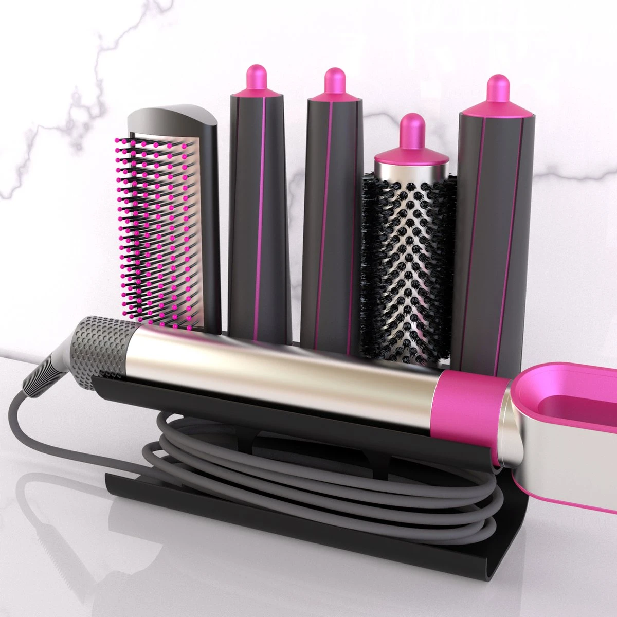 Merkloos Houder Geschikt Voor Dyson Airwrap - 5 Accesoires - Staand En Hangend - Gemakkelijke Installatie - Wall Mount - Bio Plastic - Antraciet 1 Merkloos Houder Geschikt Voor Dyson Airwrap - 5 Accesoires - Staand En Hangend - Gemakkelijke Installatie - Wall Mount - Bio Plastic - Antraciet