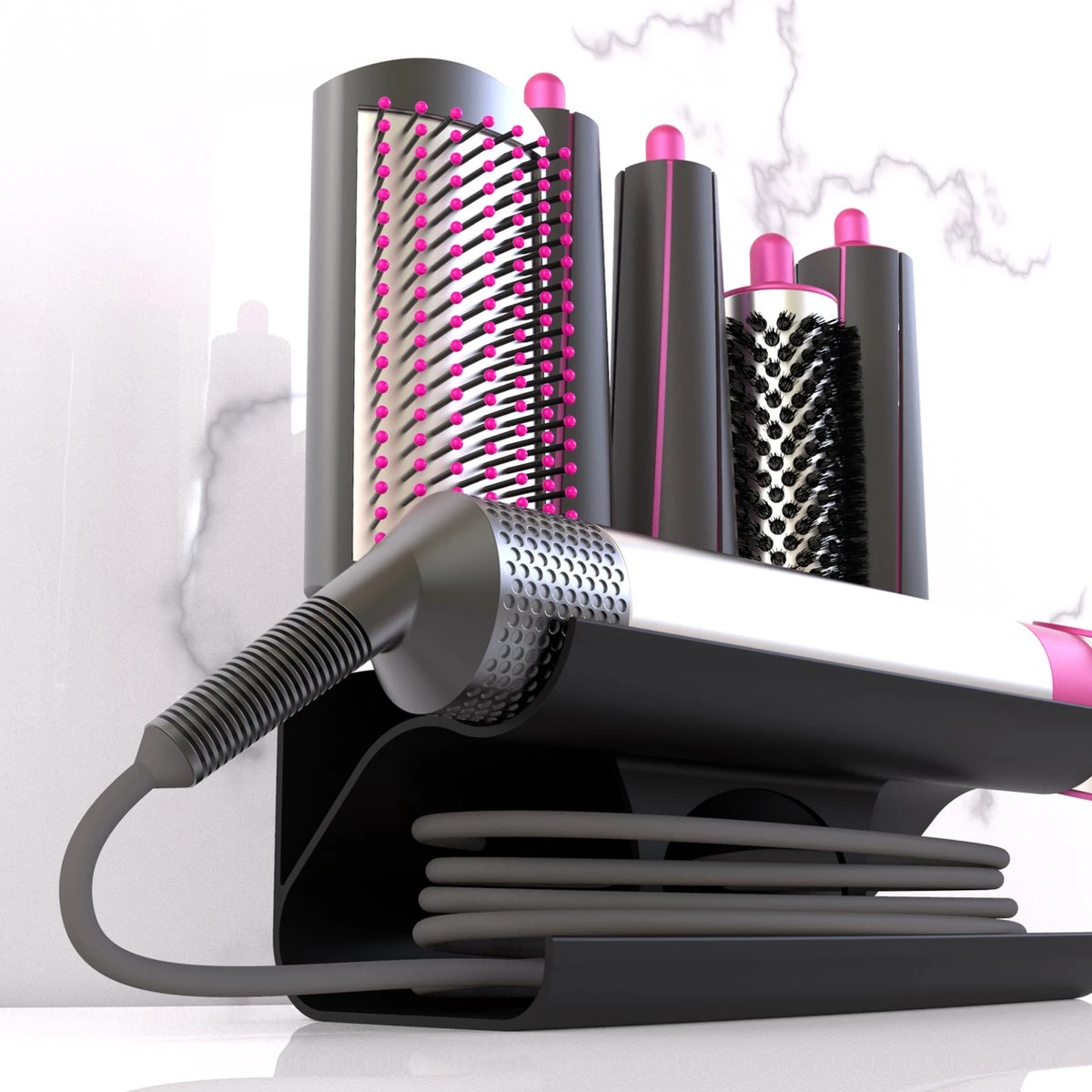 Merkloos Houder Geschikt Voor Dyson Airwrap - 5 Accesoires - Staand En Hangend - Gemakkelijke Installatie - Wall Mount - Bio Plastic - Antraciet 6 Merkloos Houder Geschikt Voor Dyson Airwrap - 5 Accesoires - Staand En Hangend - Gemakkelijke Installatie - Wall Mount - Bio Plastic - Antraciet - Afbeelding 6