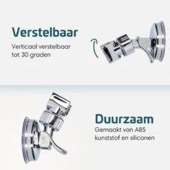 Moodcare® Verplaatsbare Douchekophouder Zelfklevend - Chroom – Douchekop Houder Zonder Boren – Wandhouder Douchekop Zuignap -Badkamer Kast Winkel 1200x1200 2458