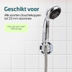 Moodcare® Verplaatsbare Douchekophouder Zelfklevend - Chroom – Douchekop Houder Zonder Boren – Wandhouder Douchekop Zuignap -Badkamer Kast Winkel 1200x1200 2459