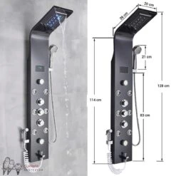 Douchepaneel Met Massage - Regendouche - Massage Jets - Waterval Douche - Met Thermostaatkraan En Handdouche - Zwart - Opbouw - Douchekop - Flanner® 11 Douchepaneel Met Massage - Regendouche - Massage Jets - Waterval Douche - Met Thermostaatkraan En Handdouche - Zwart - Opbouw - Douchekop - Flanner® -Badkamer Kast Winkel 1200x1200 2522
