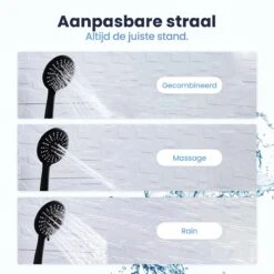Eagle Bath & Shower - Douchekop Met Slang – Mat Zwart - 3 Functies – Handdouche – Hoofddouche -Badkamer Kast Winkel 1200x1200 2546