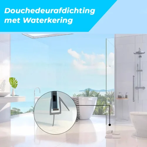 Minismus Douchedeurafdichting Met Waterkering (2 Strips Van 1 Meter, Makkelijk Inkortbaar) - Waterstopper Geschikt Voor Glas Van 6 Tot 8 Mm - Douchedorpel - Lekstrip Voor Horizontale Bevestiging -Badkamer Kast Winkel 1200x1200 2564