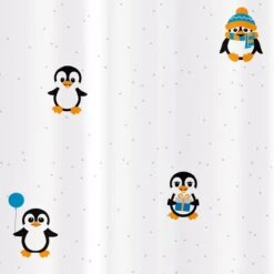 FUNNY PENGUINS - Waterdicht Douchegordijn - Met GRATIS 12 Ringen - Anti-Schimmel Badkamer Gordijn - Wasbaar - 100% Polyester - Pinguins Design - 180X180 CM -Badkamer Kast Winkel 1200x1200 2571
