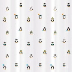FUNNY PENGUINS - Waterdicht Douchegordijn - Met GRATIS 12 Ringen - Anti-Schimmel Badkamer Gordijn - Wasbaar - 100% Polyester - Pinguins Design - 180X180 CM -Badkamer Kast Winkel 1200x1200 2572