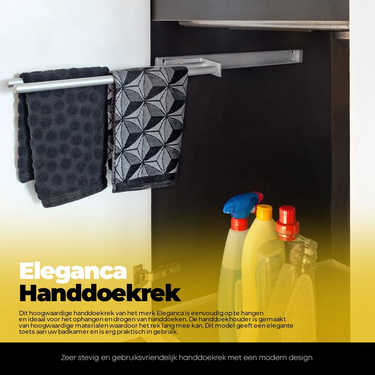 Eleganca Handdoekrek – Handdoekhouder Keuken – Handdoekstang – Ideaal Voor In Keukenkastjes – 44cm Uittrekbaar – 2 Armen – Handdoekrek Badkamer – Inclusief Bevestigingsmateriaal – Hoge Kwaliteit Aluminium – Zilver 5 Eleganca Handdoekrek – Handdoekhouder Keuken – Handdoekstang – Ideaal Voor In Keukenkastjes – 44cm Uittrekbaar – 2 Armen – Handdoekrek Badkamer – Inclusief Bevestigingsmateriaal – Hoge Kwaliteit Aluminium – Zilver - Afbeelding 5
