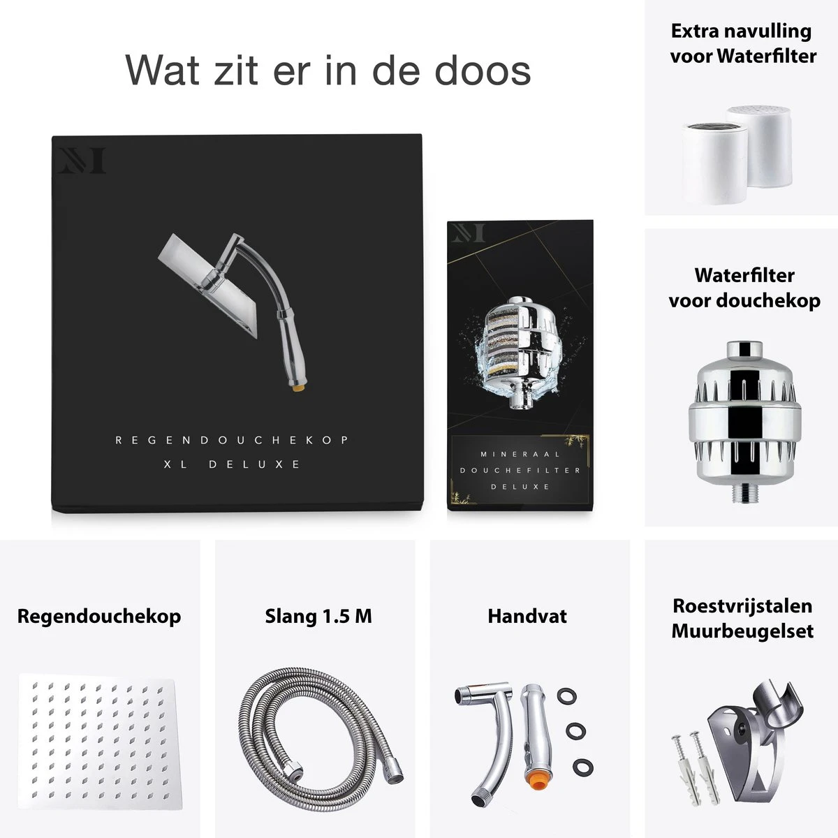 Regendouchekop XL Deluxe Ionisch Met Premium Waterfilter - Waterbesparend - ø 28 Cm - Inclusief Extra Navulling - Slang En Houder - Douchekop Met Filter - Regendouche - Handdouche - Hoge Druk - RVS - Douchefilter - Wellness - Spa 7 Regendouchekop XL Deluxe Ionisch Met Premium Waterfilter - Waterbesparend - ø 28 Cm - Inclusief Extra Navulling - Slang En Houder - Douchekop Met Filter - Regendouche - Handdouche - Hoge Druk - RVS - Douchefilter - Wellness - Spa - Afbeelding 7