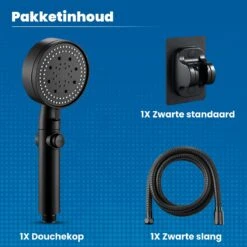 Imperatoris | DoucheSet - Douchekop Met Slang, Houder & Badmuts/Douchemuts - Waterbesparend – Hoge Druk – Regendouche - Zwart Mat -Badkamer Kast Winkel 1200x1200 2682