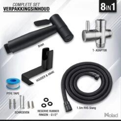 Nolad® Bidet Handdouche - Douchekoppen - Bidet - Handdouche - Zwart -Badkamer Kast Winkel 1200x1200 2691