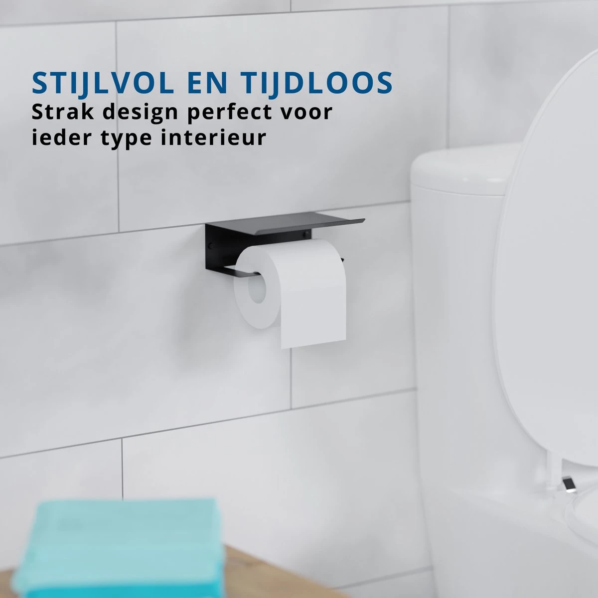 Westerhof Premium Wc Rolhouder Zwart Zonder Boren - Met Plankje - 3M Plakstrip En Schroef Set 5 Westerhof Premium Wc Rolhouder Zwart Zonder Boren - Met Plankje - 3M Plakstrip En Schroef Set - Afbeelding 5