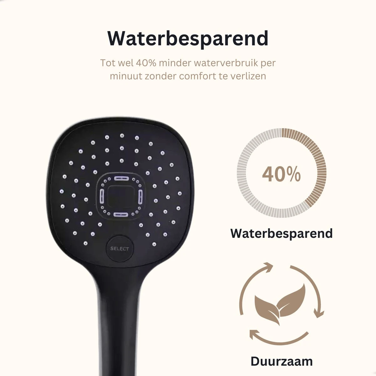 Belliese Doucheset Select - Luxe Douchekop - Doucheslang - Douchekophouder - Douchekop Met Slang - Waterbesparende Douchekop - Badkamer Accessoires - Montage Zonder Boren - 3 Standen - Zwart - Select Knop 8 Belliese Doucheset Select - Luxe Douchekop - Doucheslang - Douchekophouder - Douchekop Met Slang - Waterbesparende Douchekop - Badkamer Accessoires - Montage Zonder Boren - 3 Standen - Zwart - Select Knop - Afbeelding 8
