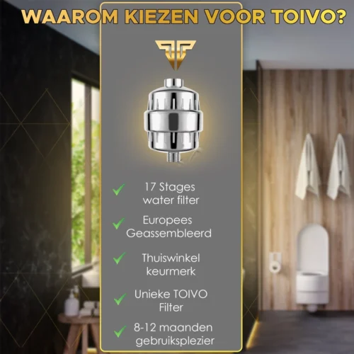 Toivo Douchefilter 17 Stages - Zilver - Incl. Montagetape En Rubberen Ringen - Waterfilter Voor Douchekop - Shower Filter - Waterfilter - Kraanfilter -Badkamer Kast Winkel 1200x1200 2711