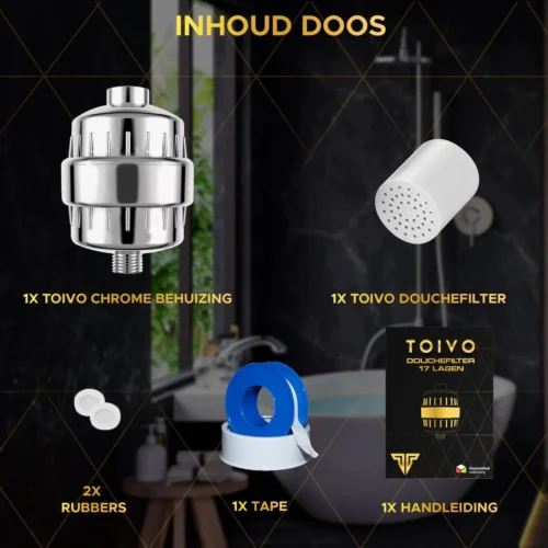 Toivo Douchefilter 17 Stages - Zilver - Incl. Montagetape En Rubberen Ringen - Waterfilter Voor Douchekop - Shower Filter - Waterfilter - Kraanfilter -Badkamer Kast Winkel 1200x1200 2715