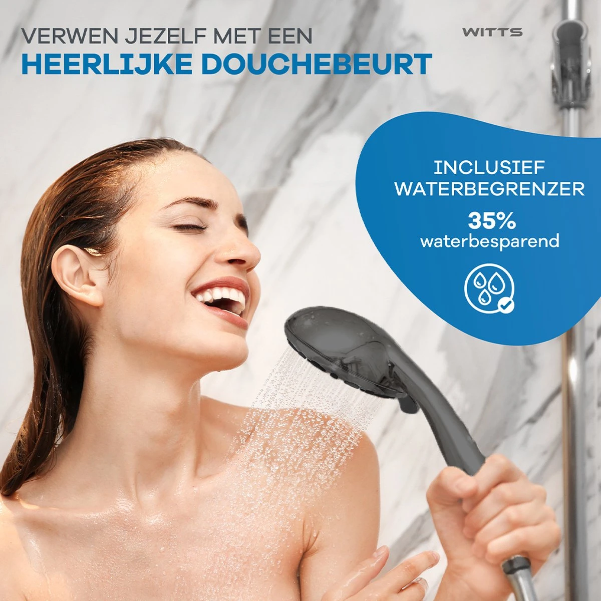 WITTS Douchekop - Waterbesparend - Hoge Kwaliteit - Handdouche ø 12cm - 6 Standen - Zwart 6 WITTS Douchekop - Waterbesparend - Hoge Kwaliteit - Handdouche ø 12cm - 6 Standen - Zwart - Afbeelding 6