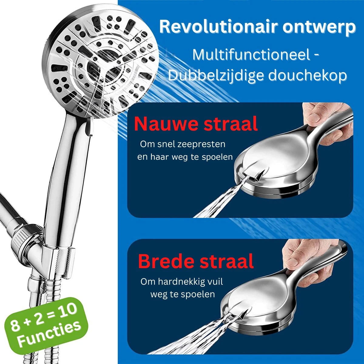 Ionische Dubbelzijdige Douchekop XL | 10 Straalsoorten | Antibacterieel | Antikalk Bescherming | Waterbesparend | Chrome 6 Ionische Dubbelzijdige Douchekop XL | 10 Straalsoorten | Antibacterieel | Antikalk Bescherming | Waterbesparend | Chrome - Afbeelding 6