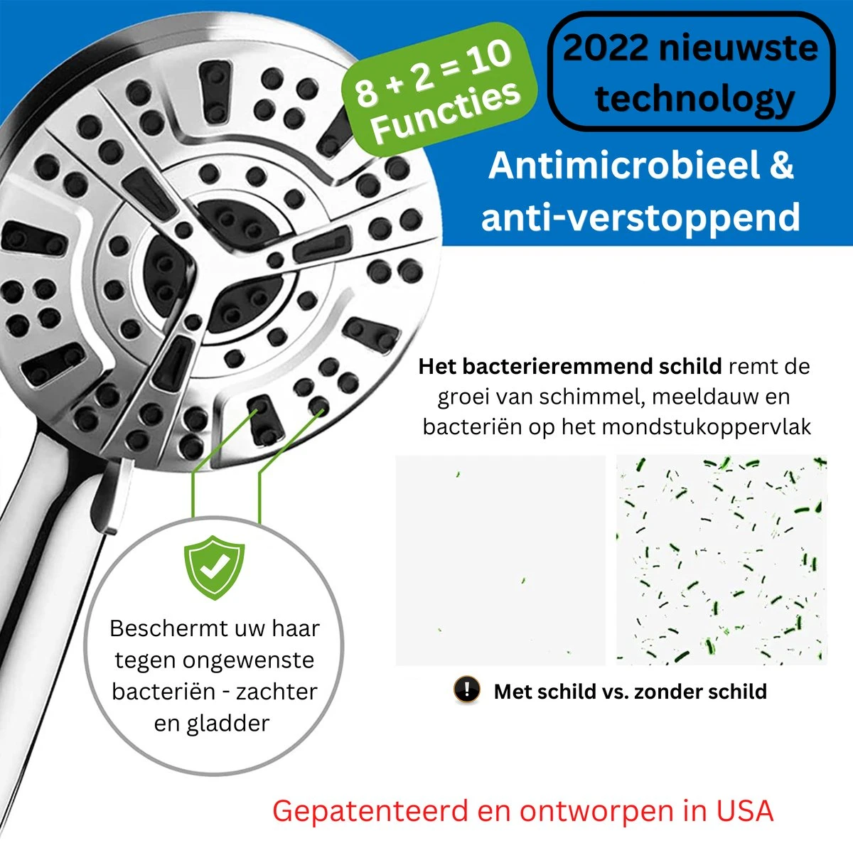 Ionische Dubbelzijdige Douchekop XL | 10 Straalsoorten | Antibacterieel | Antikalk Bescherming | Waterbesparend | Chrome 10 Ionische Dubbelzijdige Douchekop XL | 10 Straalsoorten | Antibacterieel | Antikalk Bescherming | Waterbesparend | Chrome - Afbeelding 10