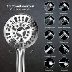 Ionische Dubbelzijdige Douchekop XL | 10 Straalsoorten | Antibacterieel | Antikalk Bescherming | Waterbesparend | Chrome 21 Ionische Dubbelzijdige Douchekop XL | 10 Straalsoorten | Antibacterieel | Antikalk Bescherming | Waterbesparend | Chrome -Badkamer Kast Winkel 1200x1200 2729