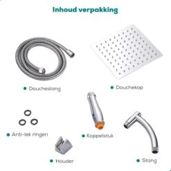 Merkloos Regendouchekop XL - Met Slang En Houder - Vierkant - ø 28 Cm - Handdouche - Hoge Druk -Badkamer Kast Winkel 1200x1200 2738