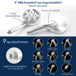 Salvano Douchekop - Waterbesparend - Regendouche - 9 Standen 14 Salvano Douchekop - Waterbesparend - Regendouche - 9 Standen -Badkamer Kast Winkel 1200x1200 2753