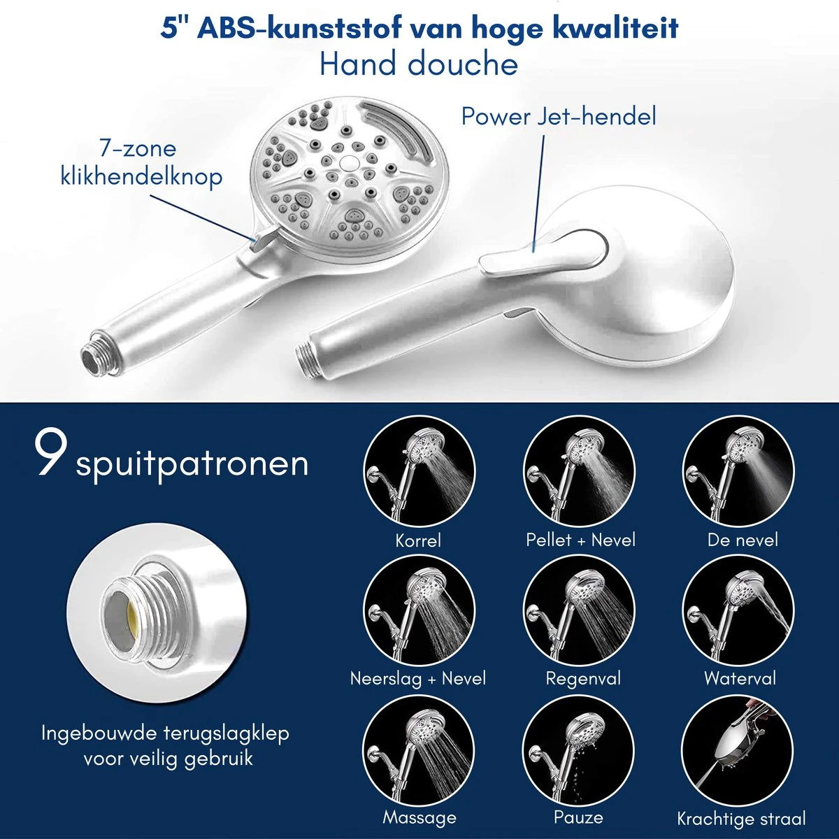Salvano Douchekop - Waterbesparend - Regendouche - 9 Standen 6 Salvano Douchekop - Waterbesparend - Regendouche - 9 Standen - Afbeelding 6