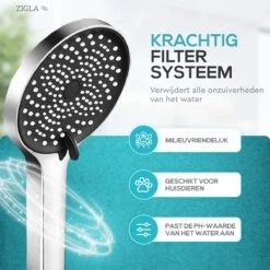 ZIGLA - Waterbesparende Douchekop - Douchekoppen - Regendouche - Hoge Druk - 3 Standen - Handdouche - Chrome -Badkamer Kast Winkel 1200x1200 2756