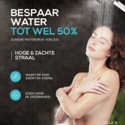 ZIGLA - Waterbesparende Douchekop - Douchekoppen - Regendouche - Hoge Druk - 3 Standen - Handdouche - Chrome -Badkamer Kast Winkel 1200x1200 2757