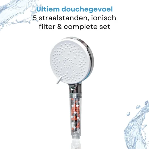 Belliese Doucheset Ionic - Douchekop - Doucheslang - Douchekophouder - Douchekop Met Slang - Waterbesparende Douchekop - Ionische Filter Douchekop - Badkamer Accessoires - Montage Zonder Boren - 5 Standen - Chroom -Badkamer Kast Winkel 1200x1200 2769