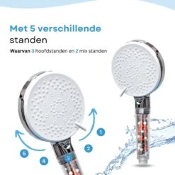 Belliese Doucheset Ionic - Douchekop - Doucheslang - Douchekophouder - Douchekop Met Slang - Waterbesparende Douchekop - Ionische Filter Douchekop - Badkamer Accessoires - Montage Zonder Boren - 5 Standen - Chroom -Badkamer Kast Winkel 1200x1200 2771