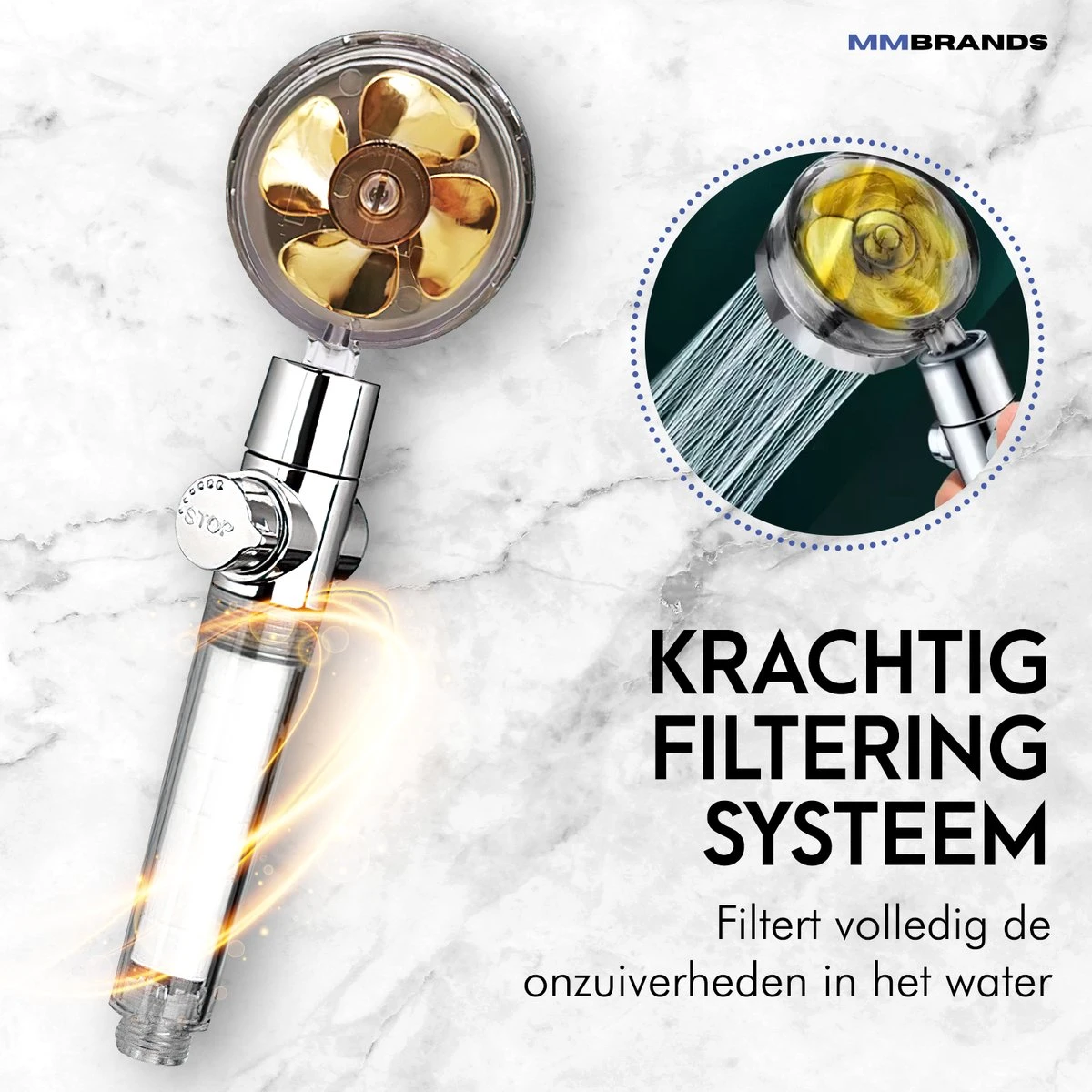 MM Brands Waterbesparende Douchekop - Handdouche Met Hoge Druk - Regendouche Waterbesparend 2 MM Brands Waterbesparende Douchekop - Handdouche Met Hoge Druk - Regendouche Waterbesparend - Afbeelding 2