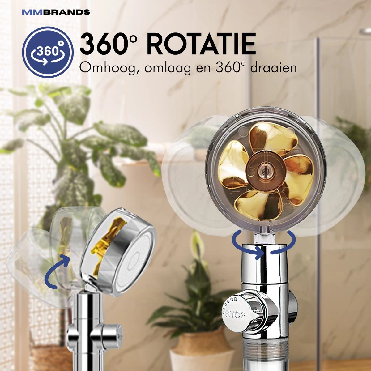 MM Brands Waterbesparende Douchekop - Handdouche Met Hoge Druk - Regendouche Waterbesparend 4 MM Brands Waterbesparende Douchekop - Handdouche Met Hoge Druk - Regendouche Waterbesparend - Afbeelding 4