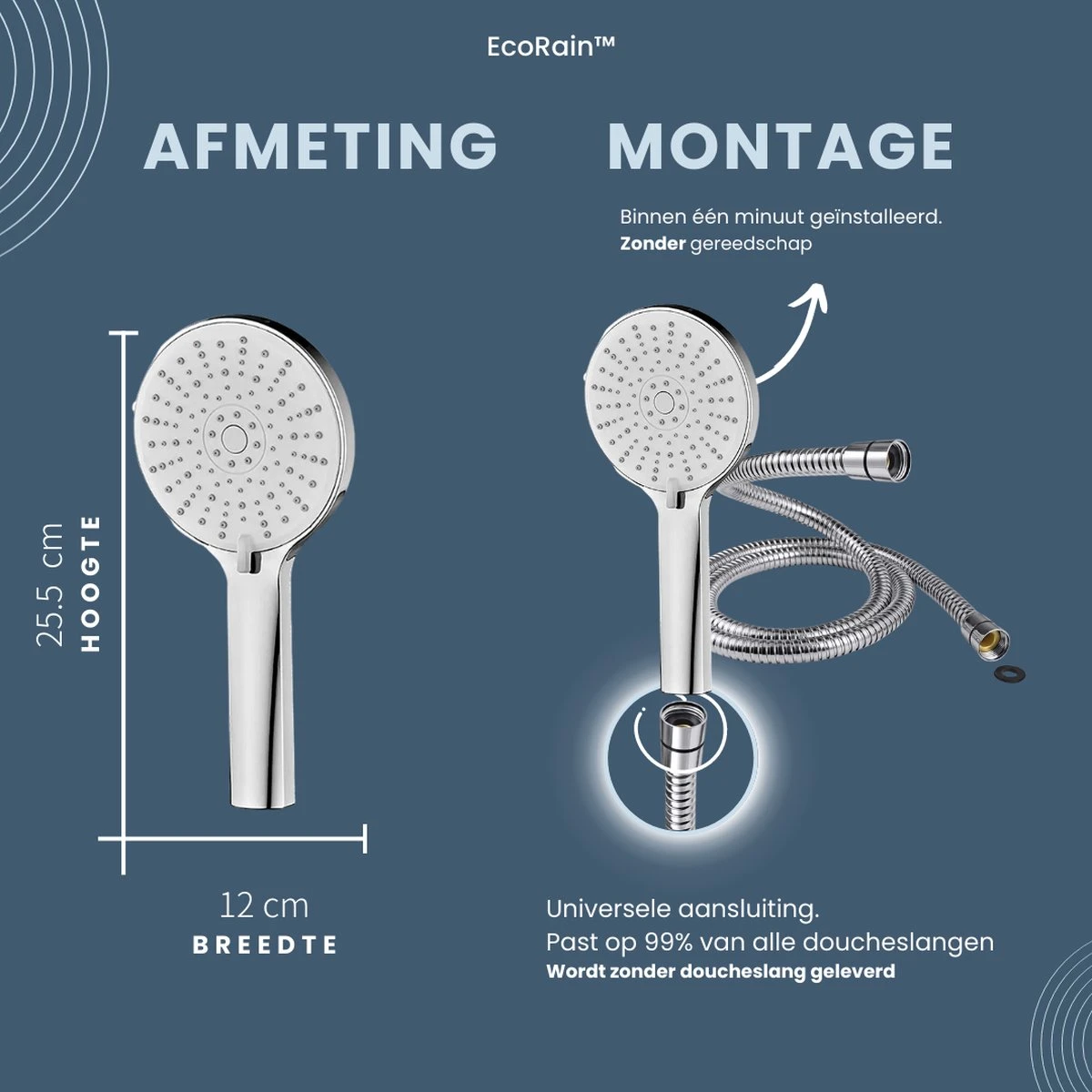 EcoRain™ Waterbesparende Douchekop Mark Met WATERFILTER - 50% Waterbesparend - Regendouche - 5 Sproeistanden - Hoge Druk - Betere Huid - Handdouche - Luxe Moderne Douchekop - Hoge Kwaliteit - Chrome 2 EcoRain™ Waterbesparende Douchekop Mark Met WATERFILTER - 50% Waterbesparend - Regendouche - 5 Sproeistanden - Hoge Druk - Betere Huid - Handdouche - Luxe Moderne Douchekop - Hoge Kwaliteit - Chrome - Afbeelding 2