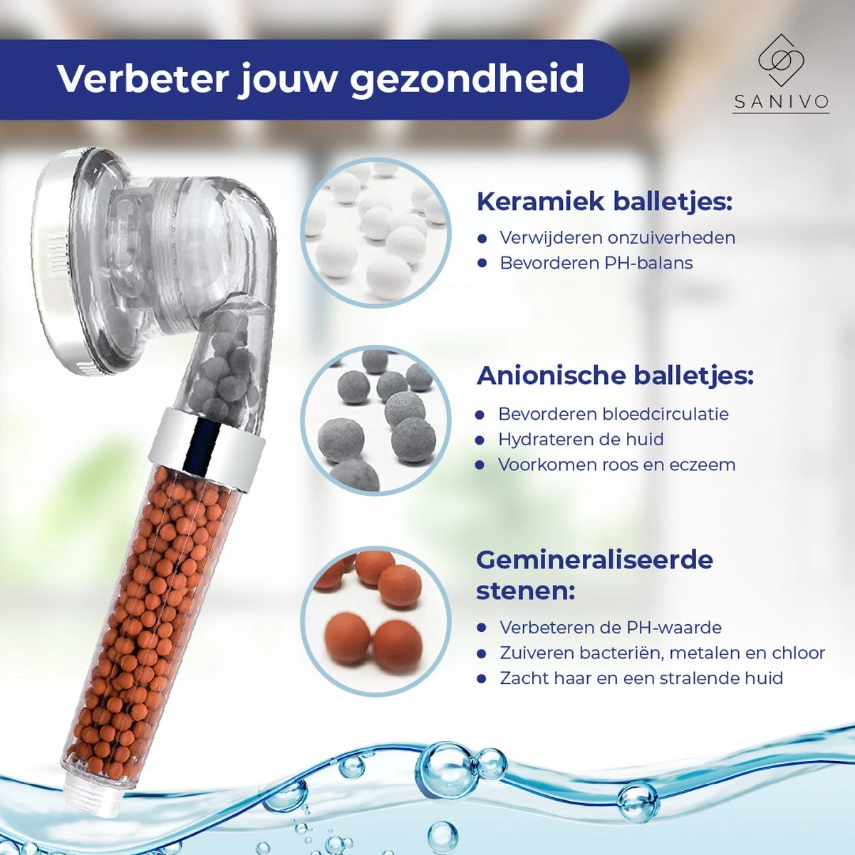 Waterbesparende Douchekop Ionische Douchekop Incl. Doucheslang - Douchefilter - Waterfilter - Handdouche - Met Mineraalstenen - Douchekop Met Slang – Transparant – Incl. Doucheslang 9 Waterbesparende Douchekop Ionische Douchekop Incl. Doucheslang - Douchefilter - Waterfilter - Handdouche - Met Mineraalstenen - Douchekop Met Slang – Transparant – Incl. Doucheslang - Afbeelding 9
