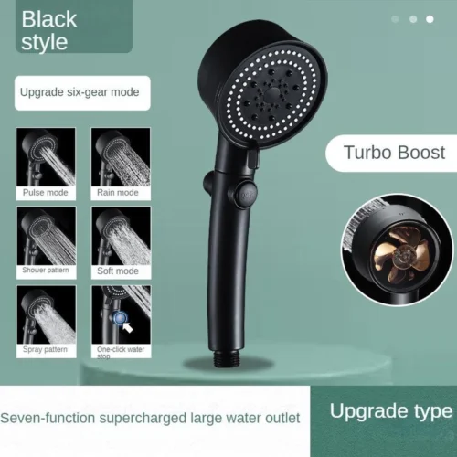 Waterbesparende Douchekop - Hoofddouche - Regendouche - Met ECO STOP Knop - 5 Standen - ABS - Zwart 8 Waterbesparende Douchekop - Hoofddouche - Regendouche - Met ECO STOP Knop - 5 Standen - ABS - Zwart -Badkamer Kast Winkel 1200x1200 2829