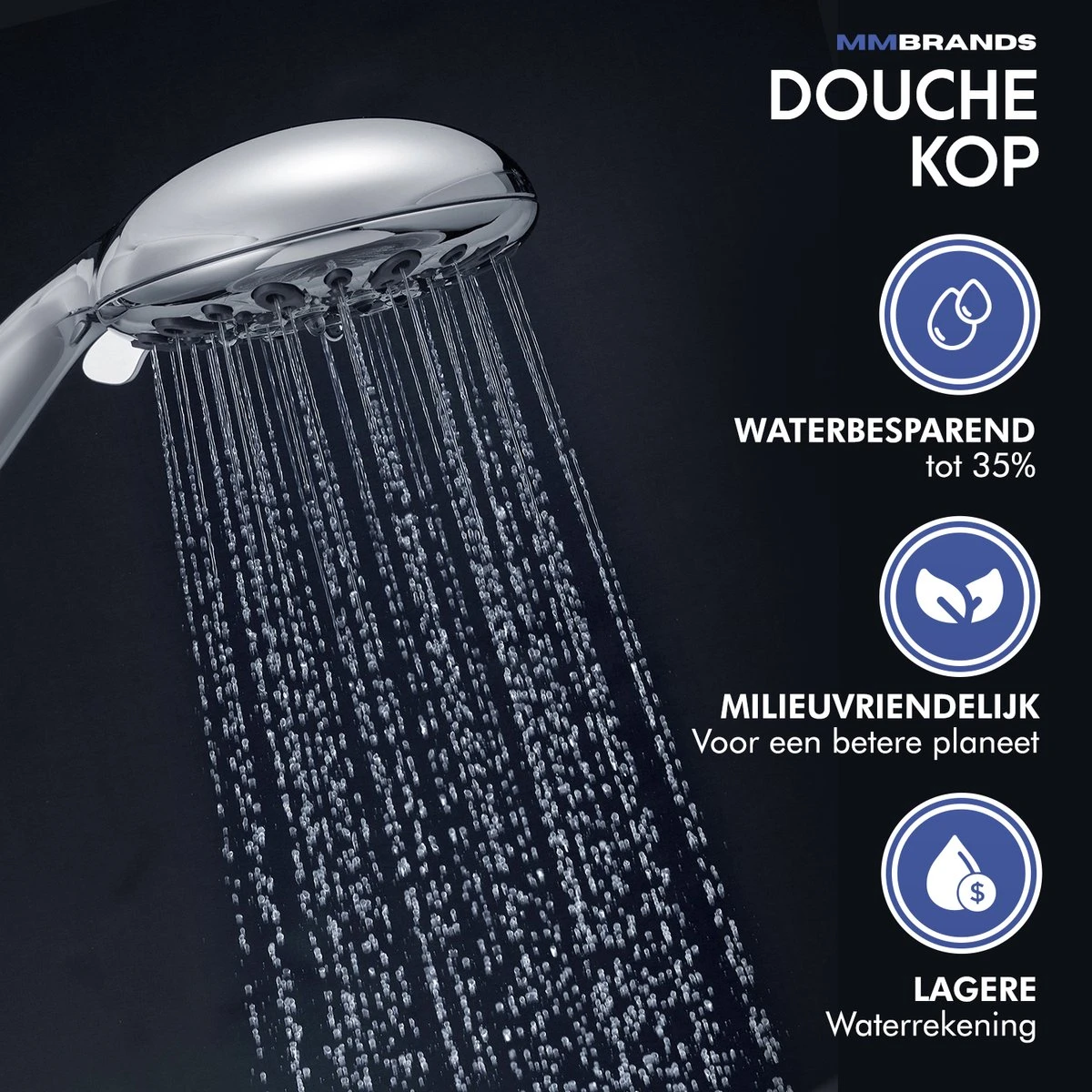MM Brands Douchekop - Waterbesparend - Regendouche - 6 Standen - Chroom 2 MM Brands Douchekop - Waterbesparend - Regendouche - 6 Standen - Chroom - Afbeelding 2