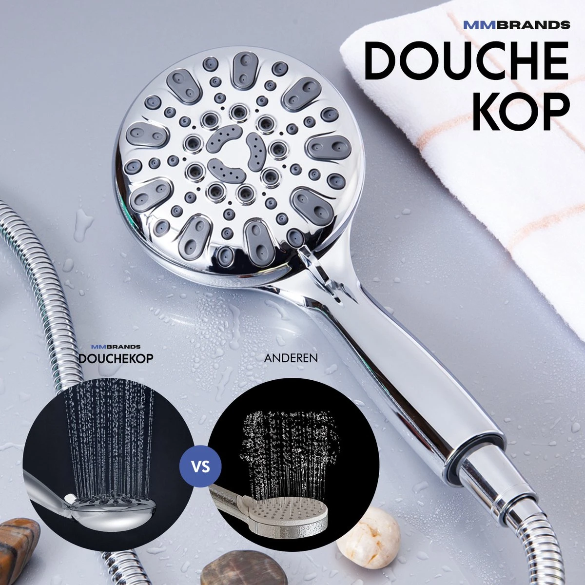 MM Brands Douchekop - Waterbesparend - Regendouche - 6 Standen - Chroom 5 MM Brands Douchekop - Waterbesparend - Regendouche - 6 Standen - Chroom - Afbeelding 5