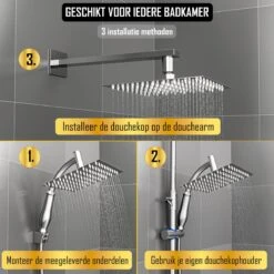 Regendouchekop Deluxe - ø 35CM - Douchekop Met Doucheslang En Douchekophouder - RVS -Badkamer Kast Winkel 1200x1200 2846