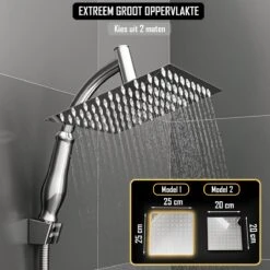 Regendouchekop Deluxe - ø 35CM - Douchekop Met Doucheslang En Douchekophouder - RVS -Badkamer Kast Winkel 1200x1200 2847