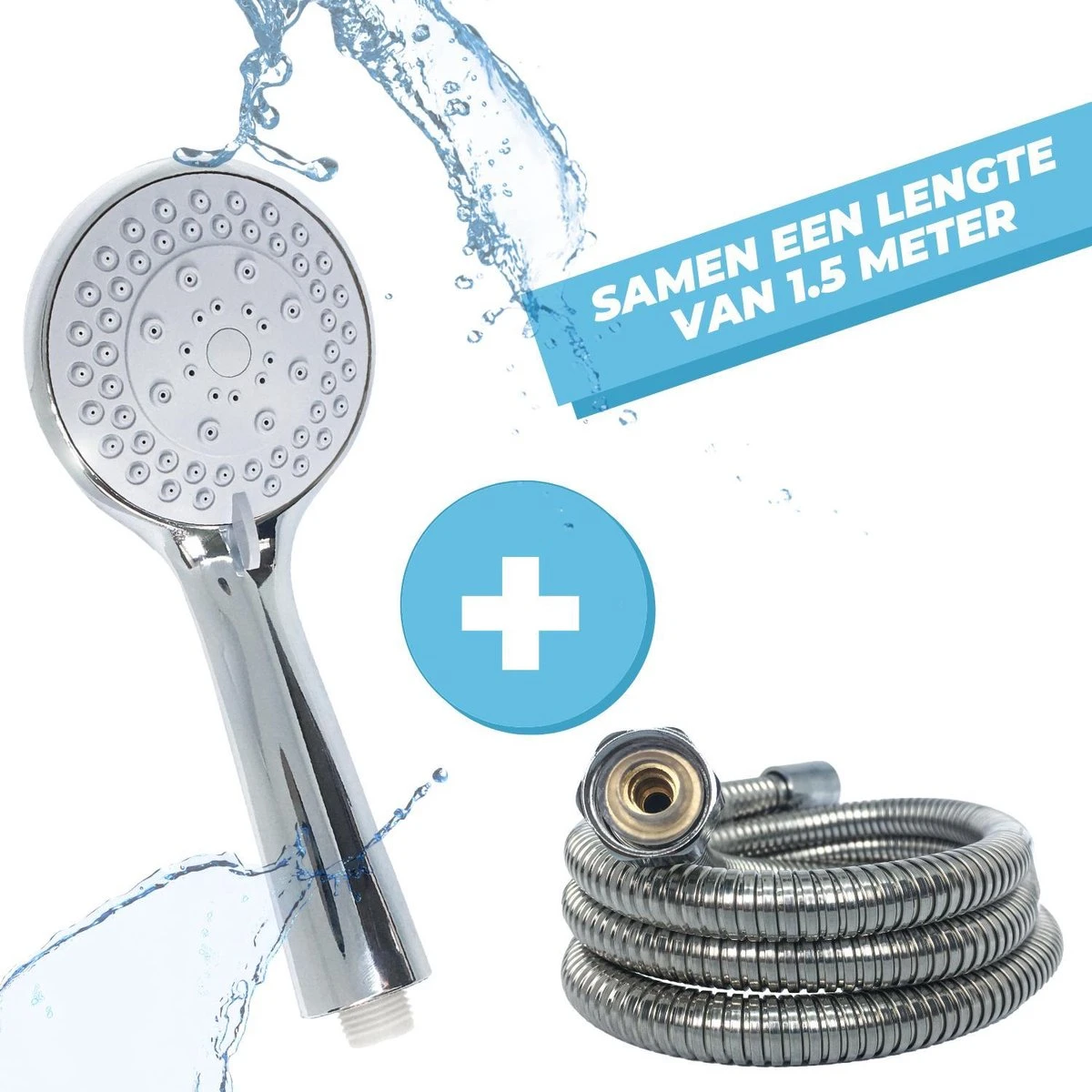 Douchekop Met Slang - Universeel - 5 Luxe Straalstanden - Chroom En RVS - Incl. Wandhouder 5 Douchekop Met Slang - Universeel - 5 Luxe Straalstanden - Chroom En RVS - Incl. Wandhouder - Afbeelding 5