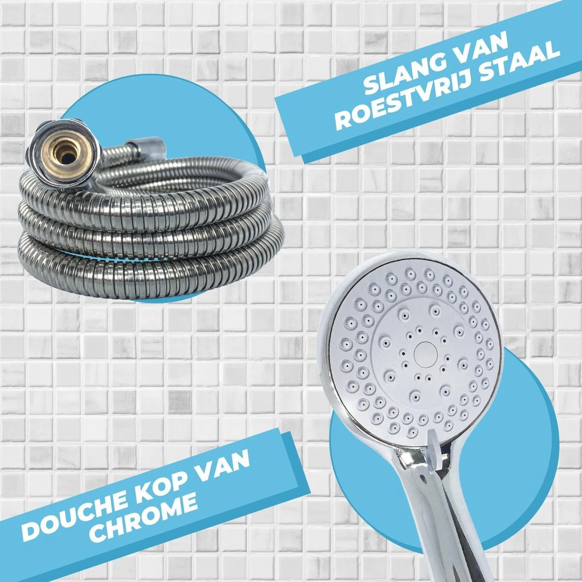 Douchekop Met Slang - Universeel - 5 Luxe Straalstanden - Chroom En RVS - Incl. Wandhouder 6 Douchekop Met Slang - Universeel - 5 Luxe Straalstanden - Chroom En RVS - Incl. Wandhouder - Afbeelding 6