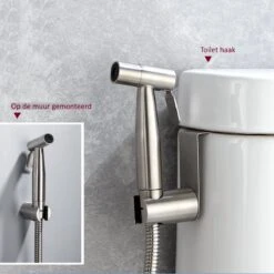 Merkloos Bidet Handdoucheset Uit Geborsteld RVS - Shattaf - Met Slang, T-stuk & Wandhouder -Badkamer Kast Winkel 1200x1200 2867