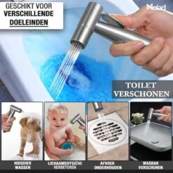 Nolad® Bidet Handdouche - Douchekoppen - Bidet - Handdouche - Zilver -Badkamer Kast Winkel 1200x1200 2900