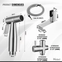 Nolad® Bidet Handdouche - Douchekoppen - Bidet - Handdouche - Zilver -Badkamer Kast Winkel 1200x1200 2902
