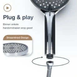 MaatWorkz - Waterbesparende Douchekop + Douchetimer - Handdouche - Hoge Druk - Luxe Design - Regendouche - ø 13 CM - 3 Standen - Chrome -Badkamer Kast Winkel 1200x1200 2917