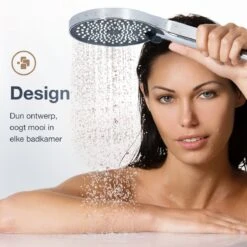 MaatWorkz - Waterbesparende Douchekop + Douchetimer - Handdouche - Hoge Druk - Luxe Design - Regendouche - ø 13 CM - 3 Standen - Chrome -Badkamer Kast Winkel 1200x1200 2920