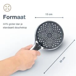 MaatWorkz - Waterbesparende Douchekop + Douchetimer - Handdouche - Hoge Druk - Luxe Design - Regendouche - ø 13 CM - 3 Standen - Chrome -Badkamer Kast Winkel 1200x1200 2921