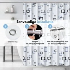 VAIVE Douchegordijn Blauw 180x200 - Anti Schimmel - Douchegordijnen - Ringen -Badkamer Kast Winkel 1200x1200 2924