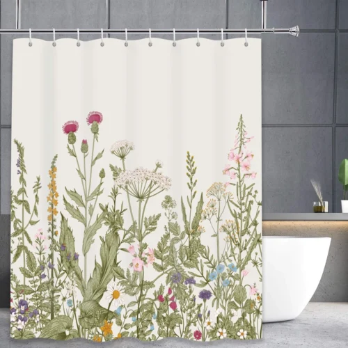 3BMT Douchegordijn Design - Bloemen - 180 X 200 Cm - Met Ringen