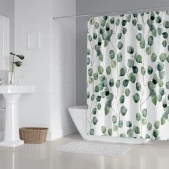 Douchegordijn - Badkamer Accessoires - Eucalyptus - 180x200 Cm -Badkamer Kast Winkel 1200x1200 2957
