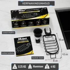 Nolad® - Doucherek Hangend - Doucherek Zonder Boren - Keukenrek - Gootsteen Organizer - Badkamer Accessoires - Zwart -Badkamer Kast Winkel 1200x1200 296